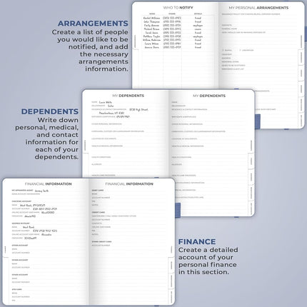 Clever Fox End of Life Planner, When I Die Organizer 5.8”x8.3” Smoke Blue