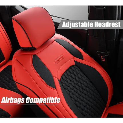 Fundas de Asiento Delantero Coverado para Jeep Wrangler, Cubreasientos de Cuero Impermeable para Coche, Ajuste Personalizado para Jeep Wrangler 2/4 Puertas 2008-2012 Unlimited Rubicon Sahara Willys Sport High Altitude Pickup Truck (Rojo)
