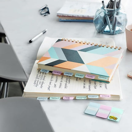 Post-it Tabs, 1 in, Lined, Pink, Green, Orange, 22 Tabs/Color, 66 Tabs/On-The-Go Dispenser (686L-PGO)