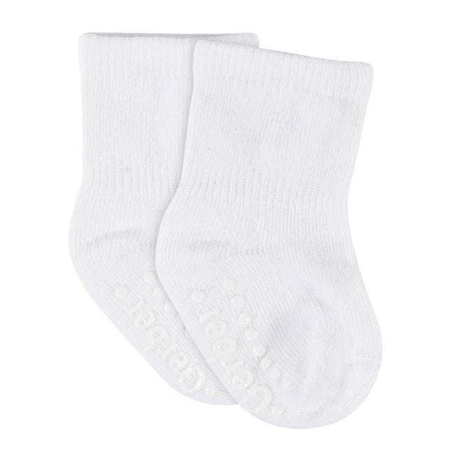 Calcetines Gerber Baby de punto acanalado "Wiggle-Proof" (8 pares), blancos, 2-3T