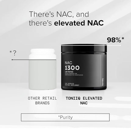 1300mg Ultra High Strength NAC Capsules - Min. 98%+ Tested Purity - Highly Bioavailable NAC Supplement - 240 Vegetarian Capsules