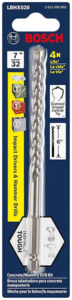 Bosch 7/32 in. X 6 in. Hex Shank Hammer Drill Masonry Bit LBHX020, 1 Count (Pack of 1)
