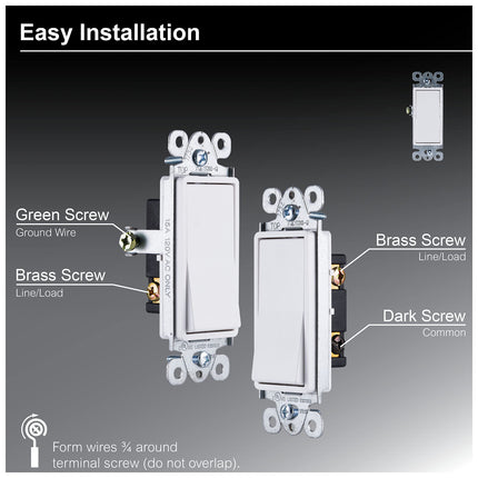 GE 3 Way Designer Rocker On/Off Switch - White
