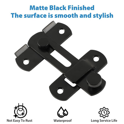 Alise 2Pcs Flip Latch Gate Latches, 4 inch Heavy Duty SUS304 Stainless Steel Gate Hardware,Safety Door Lock for Barn Wood Fence, Sliding French Doors. Matte Black MS9500B-2P