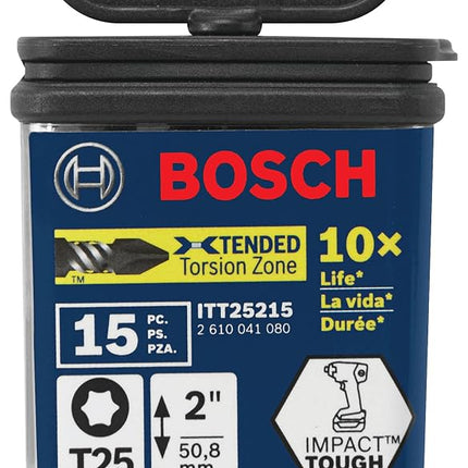 BOSCH ITT25215 15-Pack 2 In. Torx #25 Impact Tough Screwdriving Power Bits