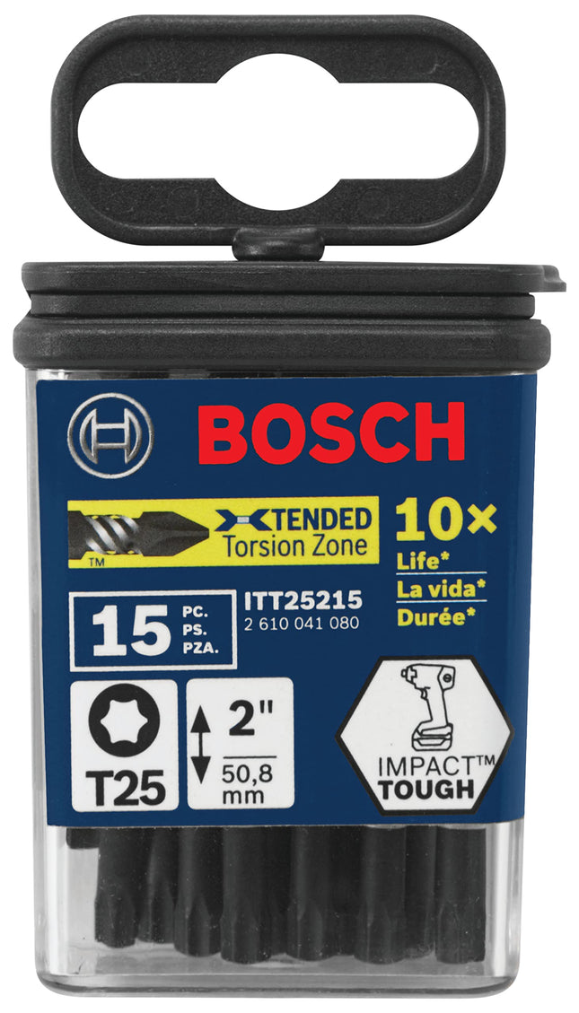 BOSCH ITT25215 15-Pack 2 In. Torx #25 Impact Tough Screwdriving Power Bits