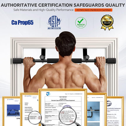Ally Peaks Pull Up Bar for Doorway | Thickened Steel Max Limit 440 lbs Upper Body Workout| Multi-Grip Strength| Indoor Chin-Up Bar Fitness Trainer for Home Gym Portable