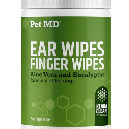 Pet MD Ear Finger Wipes for Dogs - with Eucalyptus