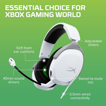 HyperX CloudX Stinger 2 Core - Casque de gaming pour Xbox, Léger, Casque supra-auriculaire avec micro, Fonction muet par rotation, Transducteurs de 40 mm