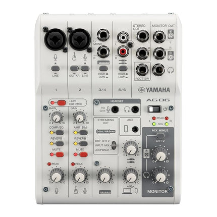 White 6-Channel Live Streaming Mixer/USB Interface