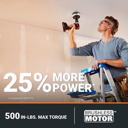 Worx WX130L 20V Nitro Compact Brushless 1/2” Drill/Driver with Power Share - (Batteries & Charger Included)