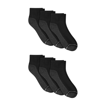 Hanes Men's Max Cushioned Double Tough Ankle Socks (6 Pairs), Black