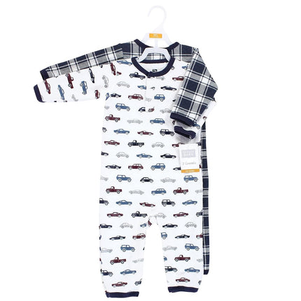 Hudson Baby Unisex Baby Premium Quilted Coveralls, Cars, 6-9 Months