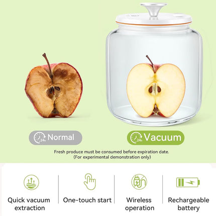 Secura VacGuard Fresh Canister, Electric Vacuum Canister, Smart Storage Container & Coffee Containers for Coffee Beans, Cookie & Pet Food 3.7 L, 125 oz