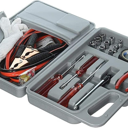 Emergency Roadside Automobile Assistance Kit- 30 Piece Set for Car, Truck, SUV, RV-Carrying Case, Jumper Cables, Tools, Gloves, and More by Stalwart