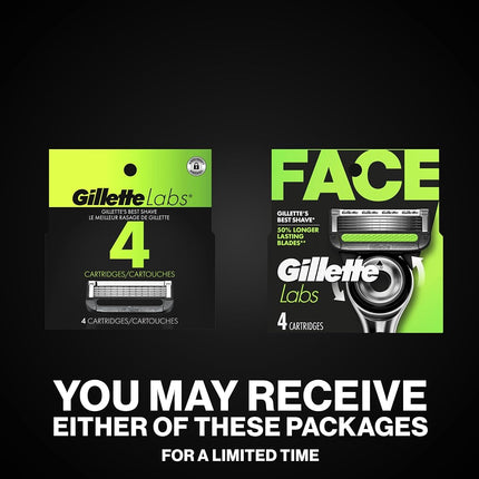 Gillette Labs Mens Razor Blade Refills Compatible with Gillette Labs Razors - 4 Cartridges With Exfoliating Bar