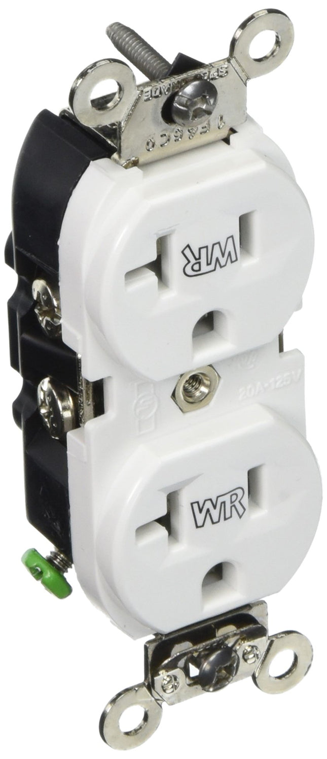 Leviton WBR20-W 20-Amp, 125-Volt, Wide Body Duplex