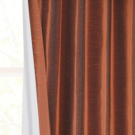 HPD Half Price Drapes Faux Silk Blackout Curtains 84 Inches Long for Bedroom & Living Room Vintage Textured Blackout Curtain (1 Panel), 50W x 84L, Copper Kettle