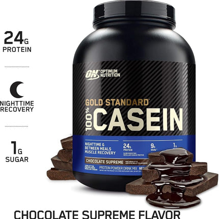 OPTIMUM NUTRITION Gold Standard 100% Casein Protein Powder, Chocolate Supreme Flavour, 1.82kg - [packaging may vary]