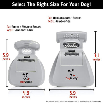 Ramasse-crottes portable DogBuddy, Ramasse-déchets canins hygiénique, Nettoyant pour déjections canines robuste avec distributeur de sacs, Clip de laisse et sacs de ramassage inclus