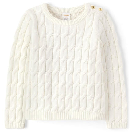 Gymboree Baby Girls' and Toddler Long Sleeve Cable Knit Sweaters, Off-White, 18-24 Months