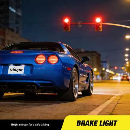 Nilight Third Brake Light Tail High Mount 3rd Stop Lights Smoked Lens Compatible with Chevy Corvette C5 1997 1998 1999 2000 2001 2002 2003 2004 Car Rear Center Cab Lamp