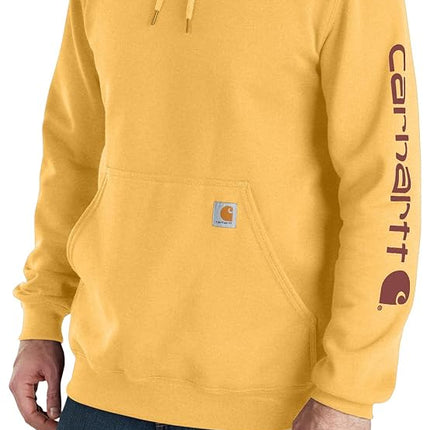 Carhartt Men's Loose Fit Midweight Logo Sleeve Graphic Sweatshirt, Vivid Yellow Heather, L