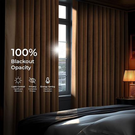 HPD Half Price Drapes Signature Velvet Thermal Blackout Curtains for Living Room 84 Inch Long (1 Panel) Rod Pocket Insulated Blackout Curtains for Bedroom Window Curtains, 50W x 84L, Amber Gold