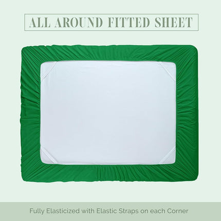 Elegant Comfort 4-Piece Bed Sheet Set - Luxury Bedding 1500 Premium Hotel Quality Microfiber, All Around Elastic 18-24 Inches Deep Fitted Sheet- Extra Deep Pocket Sheets, King, Emerald Green