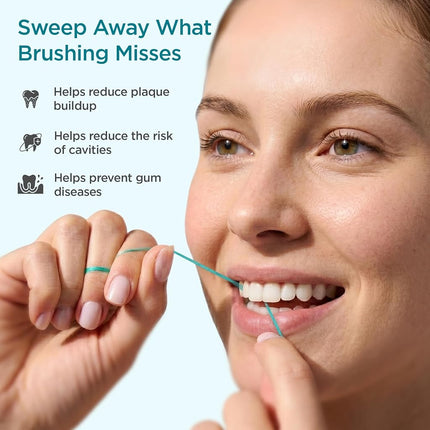GuruNanda Expandable Waxed Dental Floss for Gentle, Deep Cleaning Wide Teeth Flossing - Peppermint Flavor - 55 Yards