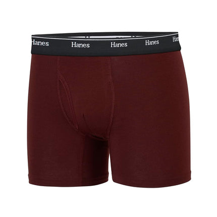 Caleçons boxeurs Hanes Boys Originals, sous-vêtements pour garçons adolescents, coton extensible, paquet de 6, Noir/Kaki/Vert olive/Bordeaux/Rayé - Paquet de 6, Moyen