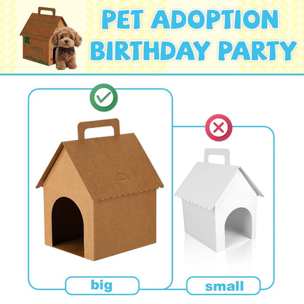 24pcs Large Dog Party Favors Boxes, DIY Adopt a Puppy Party Themed Boxes Foldable Dog Pet Gift Stuff for Birthday Decorations (Light Brown, Kraft Paper)