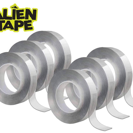 Bell+Howell Alien Tape Nano Tape Double Sided Multipurpose Removable Tape Adhesive Transparent Grip Mounting Tape Strong Sticky for Carpet Photo Frame – 6 Pcs Clear ALIENTAPE