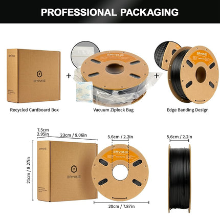 ERYONE PETG Carbon Fiber Filament 1.75mm +/- 0.03mm, PETG CF 3D Printer Filament, 1kg Spool (2.2LBS) 2 Pack, 2kg Black