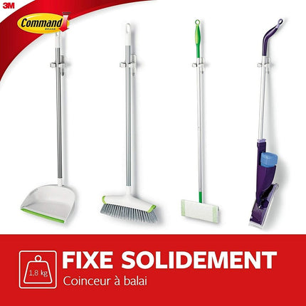 Command Broom Holder, 1 Hook and 2 Adhesive Strips - for Hanging Brooms, Brushes and Mops - Organise Without Damage - Holds up to 1.8 kg