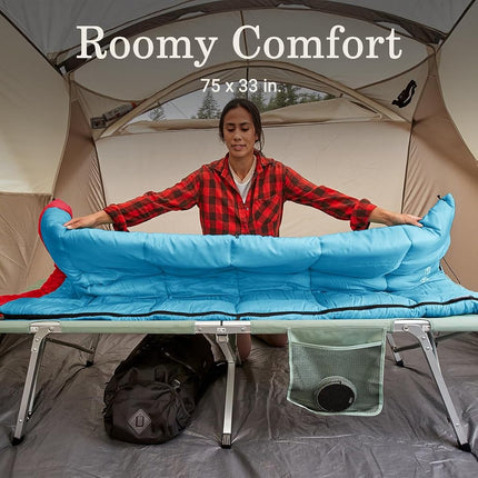 Sac de couchage adulte Coleman Flatlands 30/40/50°F, fabriqué à partir de matériaux 100 % recyclés, options grandes tailles, sac de couchage pour temps frais