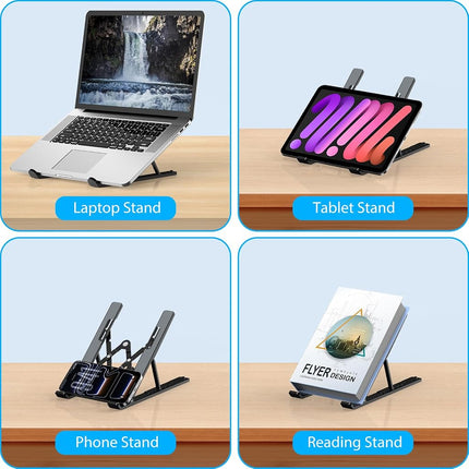 Nayka Adjustable Laptop Stand, Portable Laptop Riser for Desk, ABS+Silicone Foldable Ventilated Cooling Notebook Holder Stand for 10-15.6” Laptops,Tablets
