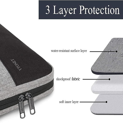 Ytonet Laptop Case, 15.6 inch TSA Laptop Sleeve Water Resistant Durable Computer Carrying Case Compatible for HP, Dell, Lenovo, Asus Notebook, Gifts for Men Women, Grey