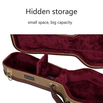 Crossrock Hard-Shell Wood Case for Baritone Ukulele, Sponge Lining, Metal Feet, Storage Space, Vinyl Tweed (CRW620BUTW)