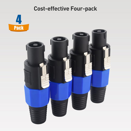 Cable Matters, paquete de 4 conectores de cable de altavoz de 4 polos - Diámetro exterior máximo de 8,5 mm/0,33 pulgadas, compatible con el conector Speakon NL4FC, NL4FX, serie NL4 de Neutrik