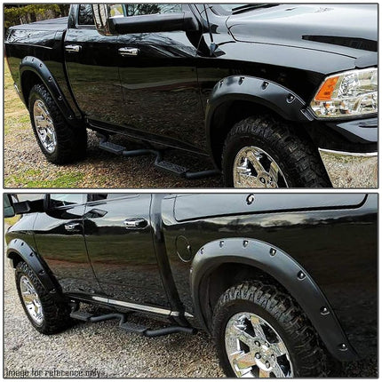 DNA MOTORING IF-10011-MBK 4 Pcs OE Style Wheel Fender Flares Compatible with 94-01 Ram 1500 2500 3500 96" 78" Fleetside Beds