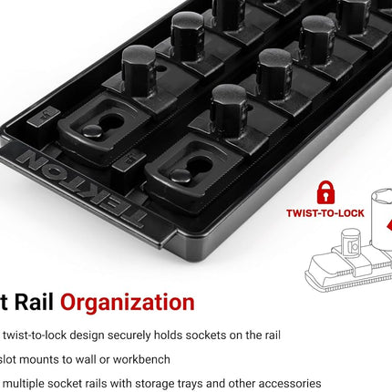 TEKTON 1/2 Inch Drive 12-Point Socket Set with Rails and Trays, 32-Piece (3/8-1-5/16 in.) | SHD92206