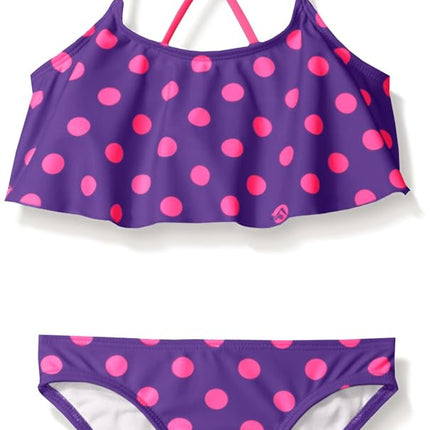 Kanu Surf - Traje de baño de 2 piezas para niñas pequeñas, diseño de lunares en color morado, talla 2T