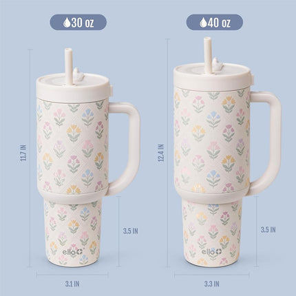 Ello Oasis 30oz Stainless Steel Water Bottle - Flower Quilt
