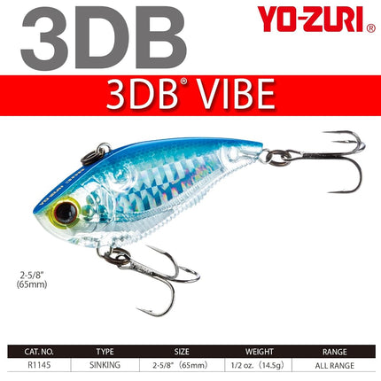 Yo-Zuri 3DB Vibe Sinking Lure, Prism Ghost Shad, 2-1/2-Inch