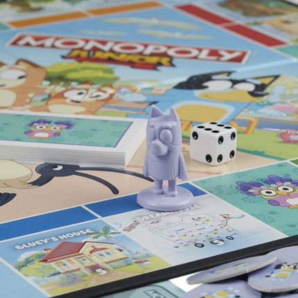 Hasbro Gaming Monopoly Junior: Bluey Edition Board Game for Kids Ages 5+, Play as Bluey, Bingo, Mum, and Dad, Features Artwork from The Animated Series (Amazon Exclusive)