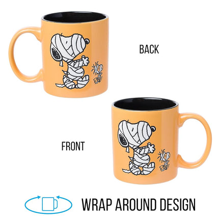 Taza de cerámica Silver Buffalo Peanuts Snoopy Woodstock Momia con diseño de cera de 20 oz