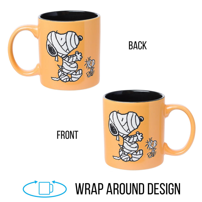 Taza de cerámica Silver Buffalo Peanuts Snoopy Woodstock Momia con diseño de cera de 20 oz