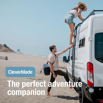 CleverMade Collapsible Cooler Bag, 50 Can Beach & Travel Car Cooler, Folding Soft Cooler, Shoulder Strap, Bottle Opener, Great Car Coolers for Travel, Cleans Easy, Leak Proof Cooler Bag [Ocean]
