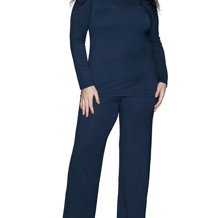 Vanity Fair womens Beyond Comfort Modal Pajama Set (Short & Long Sleeve), Long Sleeve - Ghost Navy Heather, XXL